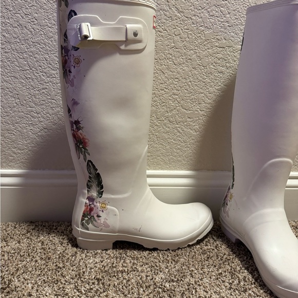 NWOT Hunter Original Limited Edition Tall Botanical Boot Shaded White Rain Boots - Picture 5 of 10